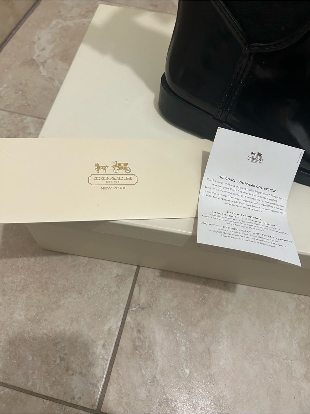 Coach Tristee Black Signature Knee High Rain Boots with Black Ribbon - Picture 3 of 13